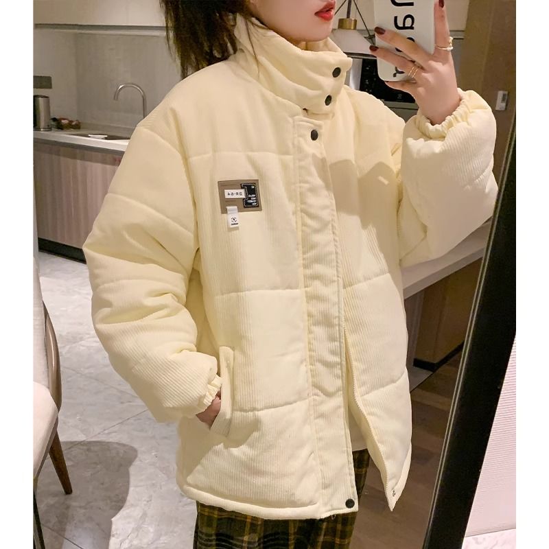 胖妹妹大碼160斤燈芯絨棉服女冬季加厚棉衣美式寬鬆休閒棉襖外套
