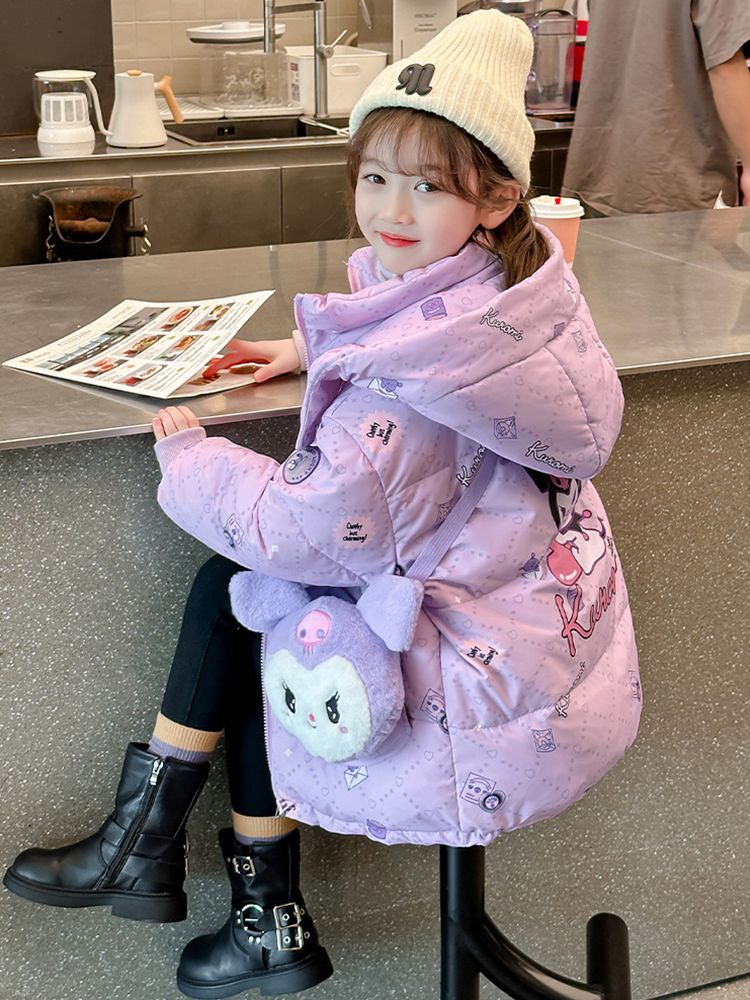 Girls' down jacket 2023 new style winter large children Kuromi children's thickened white duck down jacket winter clothing