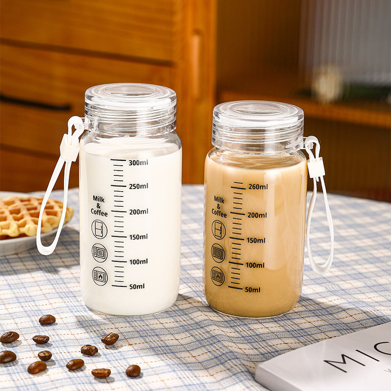 高硼硅玻璃牛奶杯家用带刻度耐高温水杯可微波加热豆浆饮料咖啡杯