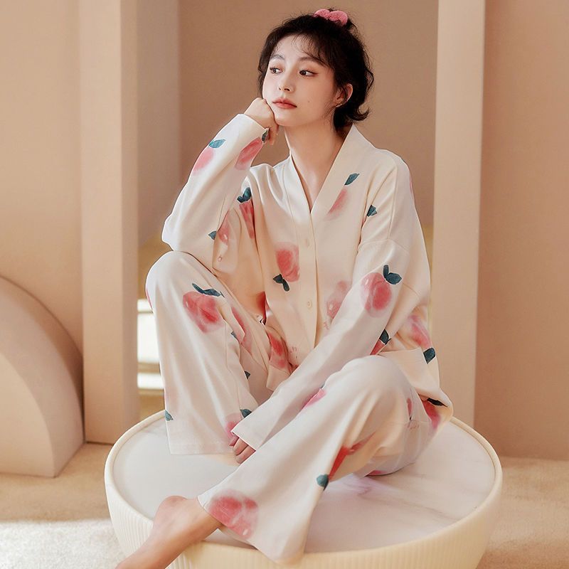 睡衣女春秋季長褲長袖親秋季寬鬆韓版可外穿家居服甜美兩件套裝