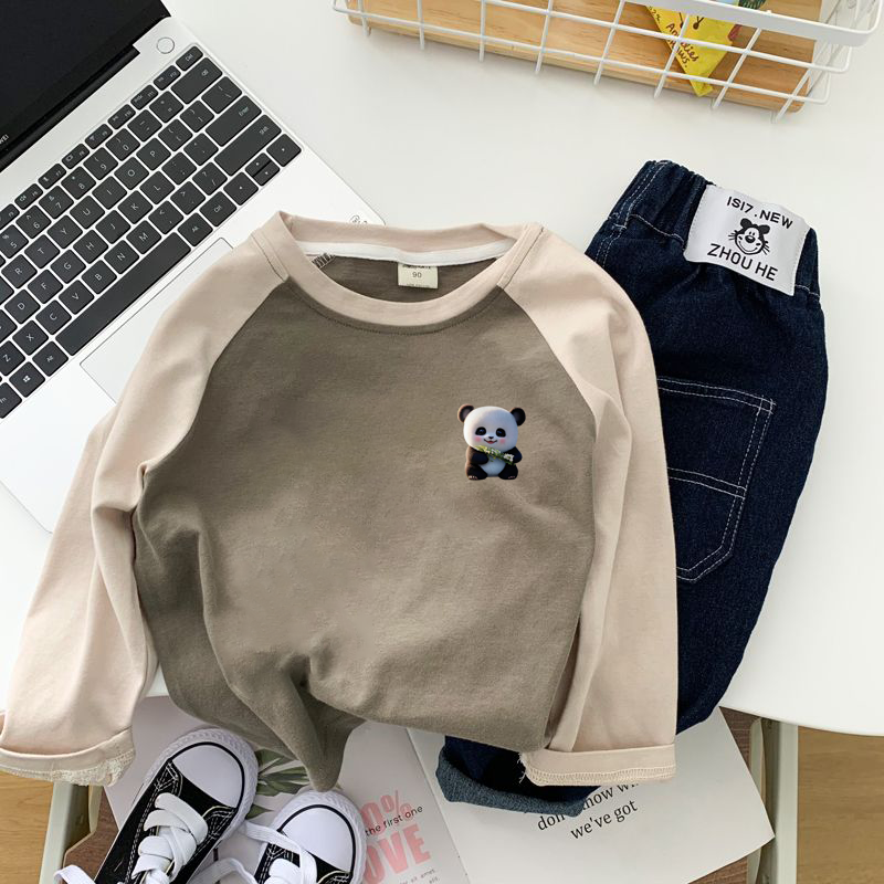 Children's long-sleeved T-shirt spring new baby breathable raglan sleeve round neck pullover spring and autumn bottoming shirt for boys and girls