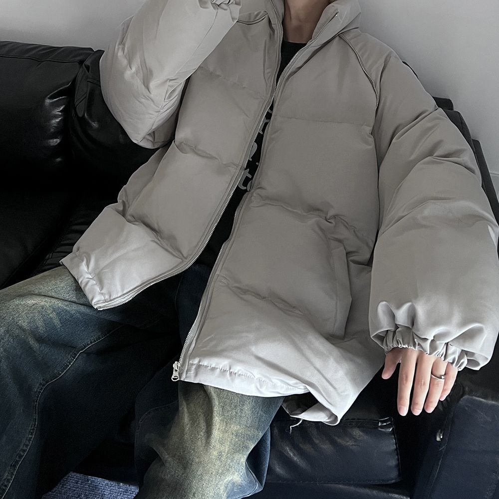 2023冬季立領棉服男新款街頭風vibe潮流灰色棉衣外套簡約百搭棉襖