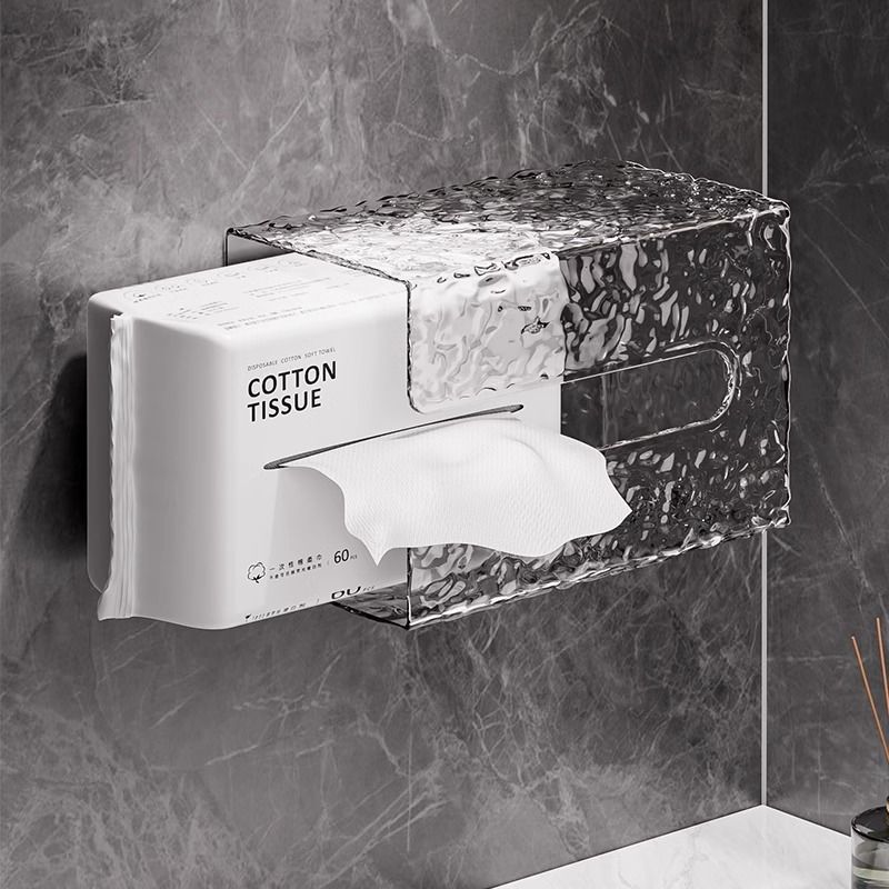 全网低价 冰川纹纸巾盒免打孔加大高颜值壁挂家用宿舍浴室置物架