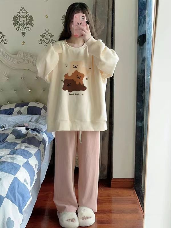 美式復古秋冬新款衛衣oversize圓領寬鬆美式長袖上衣加絨加厚外套