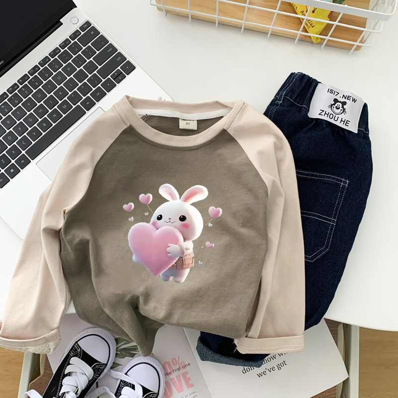 Children's long-sleeved T-shirt spring new baby breathable raglan sleeve round neck pullover spring and autumn bottoming shirt for boys and girls