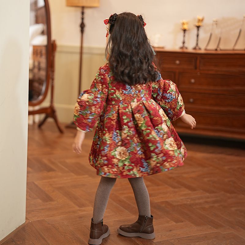 汉服女童外套冬装新款古风小女孩拜年服唐装加厚夹棉儿童外衣