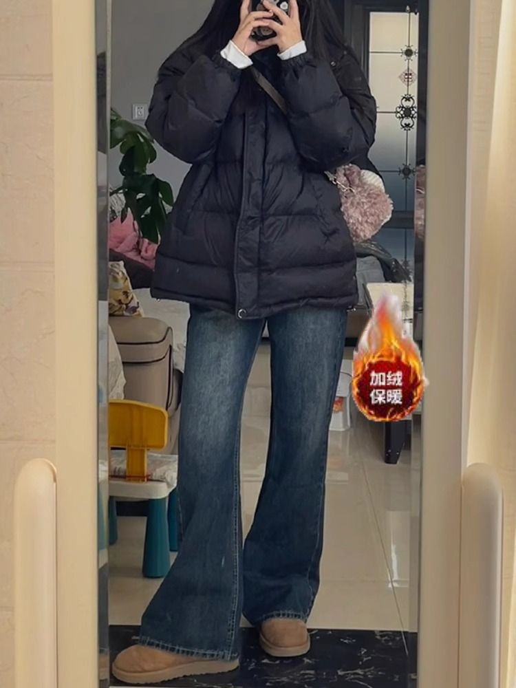 復古微喇牛仔褲女秋冬新款2023新款美式高腰顯瘦加絨闊腿喇叭褲子