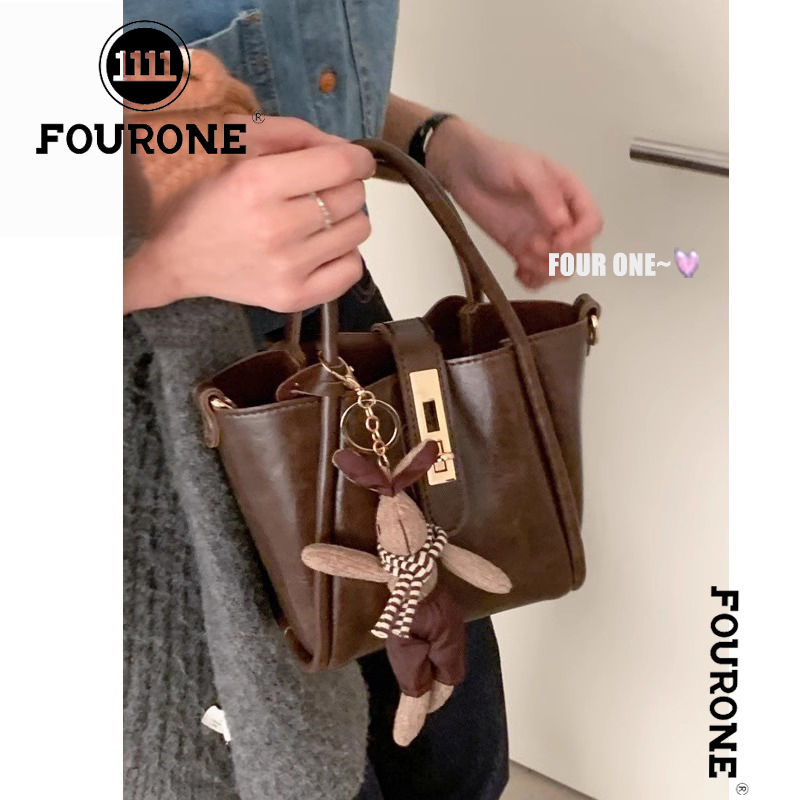 High-end simple handbag women's fashionable wasteland fengshui bucket bag autumn and winter trendy versatile shoulder bag