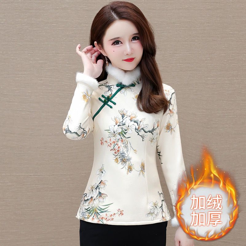 2013 new winter style plus velvet and thickening temperament socialite cover the flesh and look slimming cheongsam tops for parties