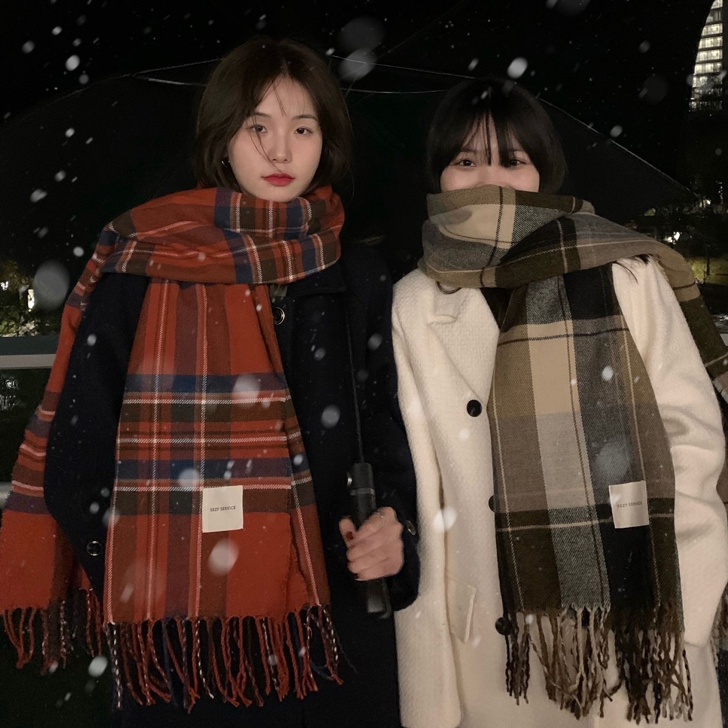 復古格紋圍巾女冬季韓版百搭高級感潮保暖披肩兩用學生情侶送禮物