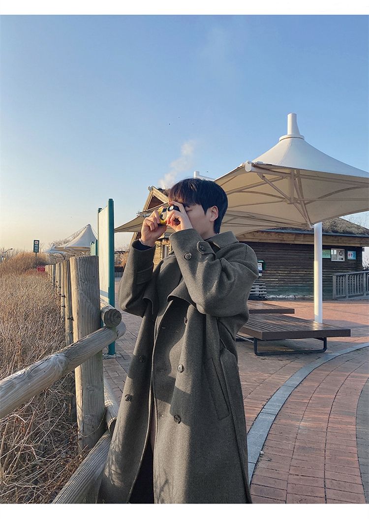 2026 Spring New Wool Mid-Length British Style Thickened Korean Version Trench Coat Loose Over-the-Knee Jacket_voghion.com