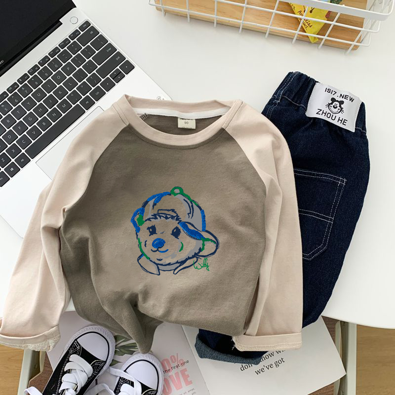 Children's long-sleeved T-shirt spring new baby breathable raglan sleeve round neck pullover spring and autumn bottoming shirt for boys and girls