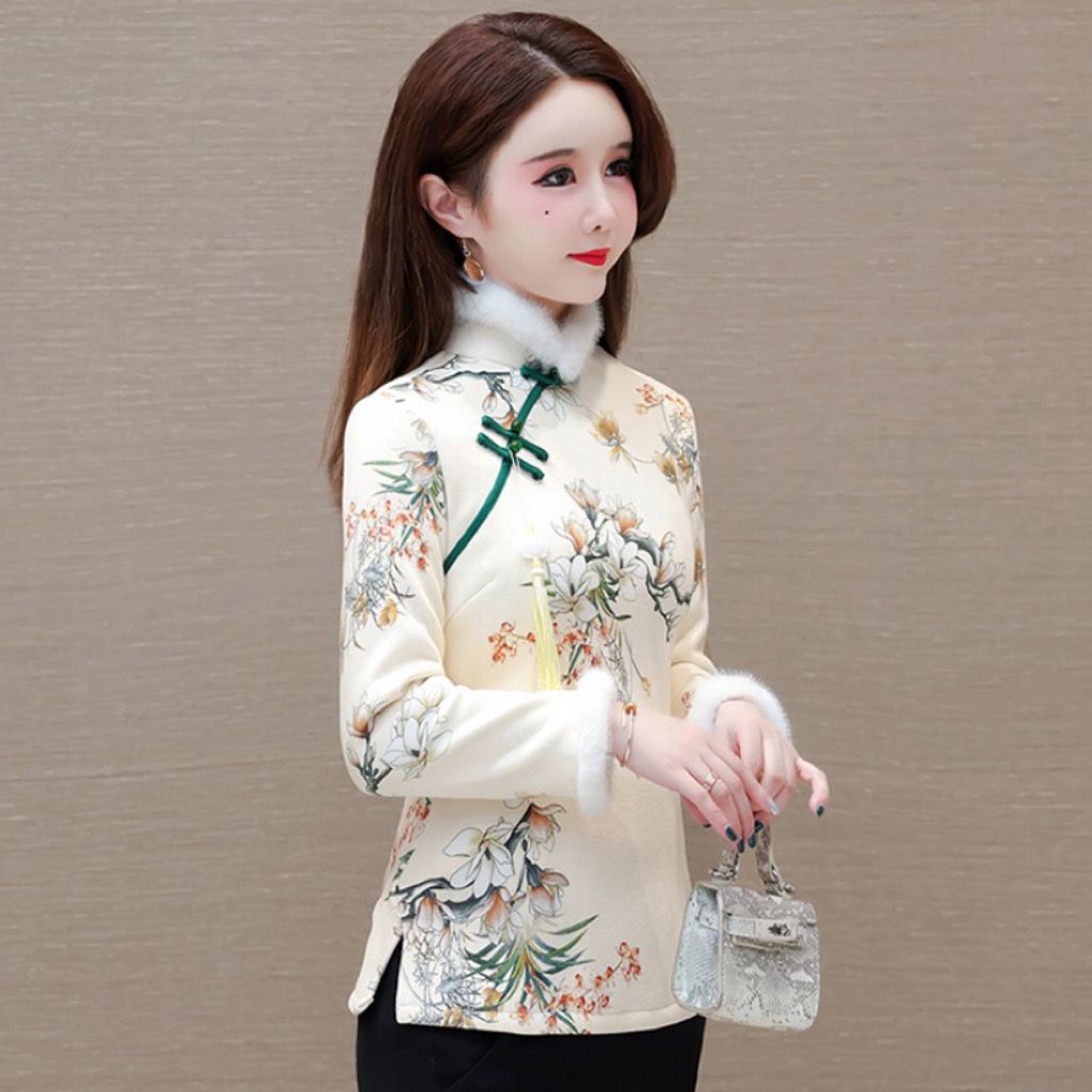 2013 new winter style plus velvet and thickening temperament socialite cover the flesh and look slimming cheongsam tops for parties