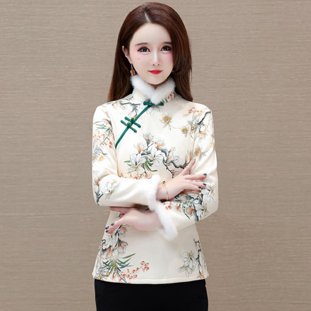 2013 new winter style plus velvet and thickening temperament socialite cover the flesh and look slimming cheongsam tops for parties