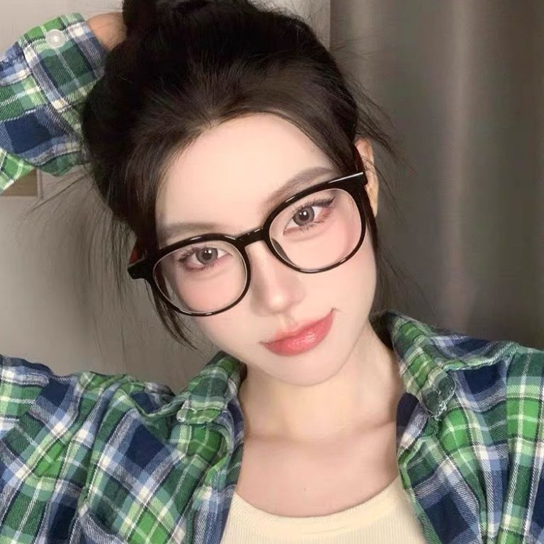 大框亮黑木紋近視眼鏡框女可配鏡片度數韓系超輕大臉圓臉男眼睛架