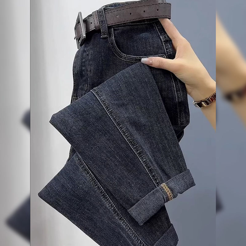 今年流行的爆款褲子女冬季大碼梨形身材加絨加厚哈倫老爹牛仔褲子