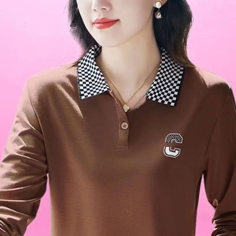 撿漏~尾單大牌秋季長袖t恤女上衣媽媽春秋休閒打底時尚polo衫