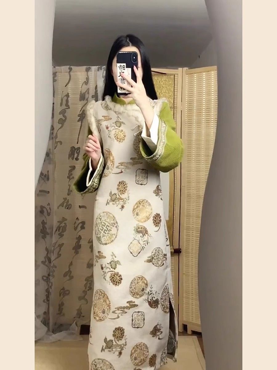新中式女裝溫婉復古改良旗袍馬甲連衣裙國風漢服套裝2023冬季新款