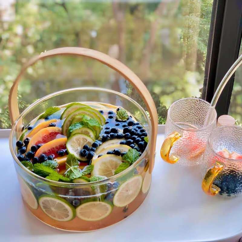 手提透明水果篮水果盘客厅家用零食干果盘冰桶网红草莓桶蛋糕店用
