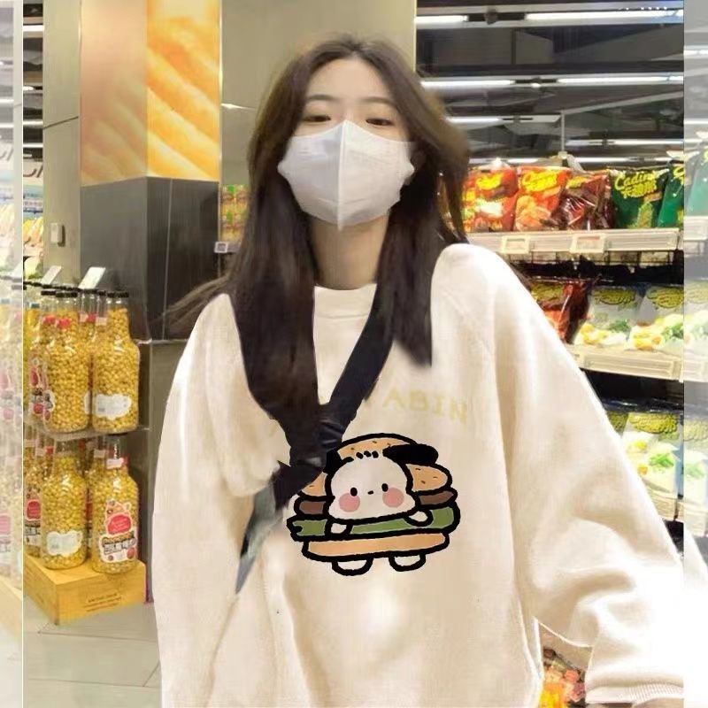 2023秋冬季新款加絨圓領衛衣女高街寬鬆洋氣小眾百搭上衣