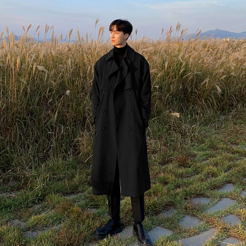 2026 Spring New Wool Mid-Length British Style Thickened Korean Version Trench Coat Loose Over-the-Knee Jacket_voghion.com