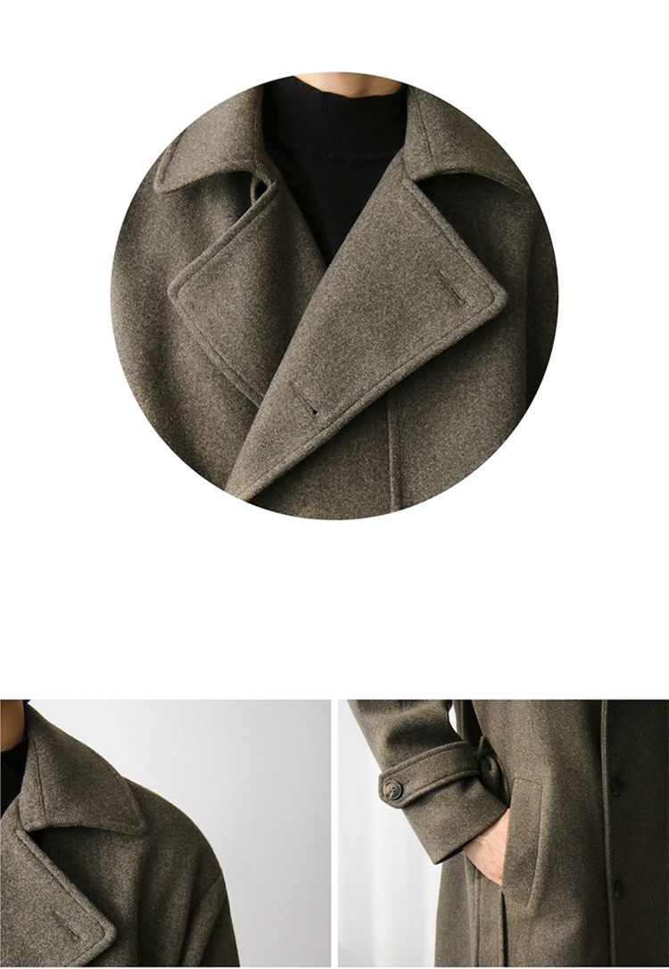 2026 Spring New Wool Mid-Length British Style Thickened Korean Version Trench Coat Loose Over-the-Knee Jacket_voghion.com