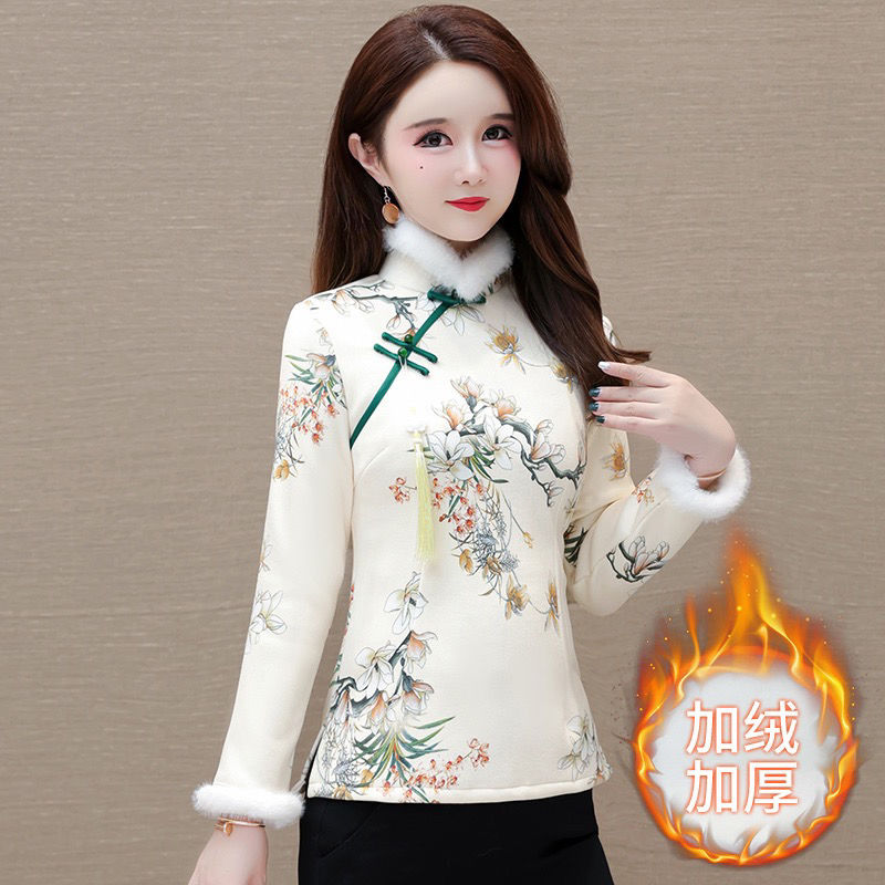 2013 new winter style plus velvet and thickening temperament socialite cover the flesh and look slimming cheongsam tops for parties