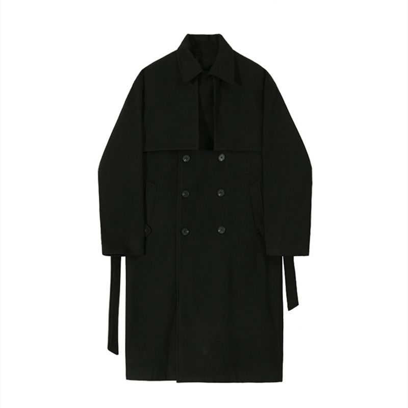 2026 Spring New Wool Mid-Length British Style Thickened Korean Version Trench Coat Loose Over-the-Knee Jacket_voghion.com