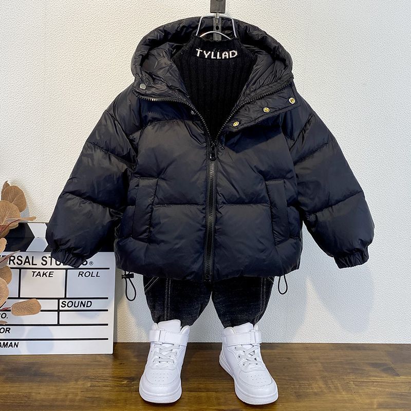 男童冬季加厚羽絨服23新款洋氣兒童90白鴨絨棉衣網紅寶寶棉服外套