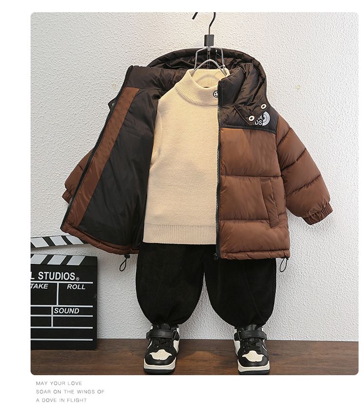Boys Winter Down Jacket Thickened Cotton Padded Coat For Kids_voghion.com