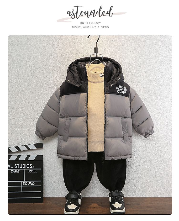 Boys Winter Down Jacket Thickened Cotton Padded Coat For Kids_voghion.com