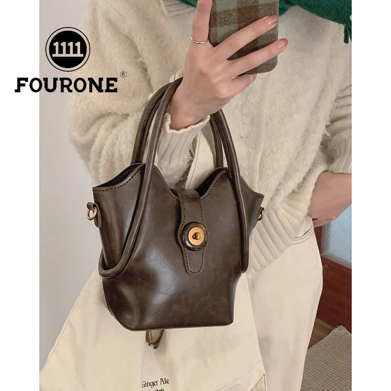 Maillard Retro Portable Basket Bag Women's New Trendy Fashion Bucket Bag Versatile Crossbody Bag