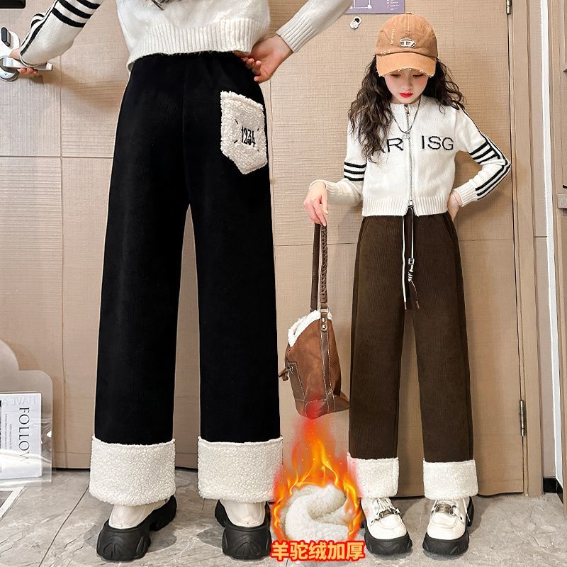 女童棉褲秋冬外穿羊羔絨加厚冬季加絨褲冬天一條過冬大童兒童褲子