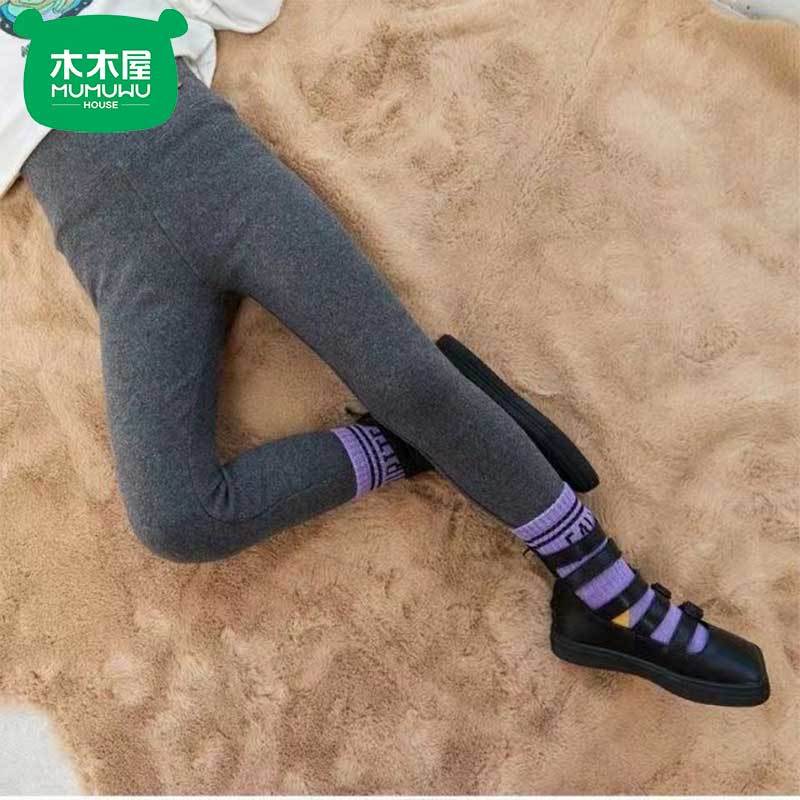 Winter girls' thickened lamb velvet leggings, plus velvet pants, stretch pants for outer wear, medium and large children's cotton pants