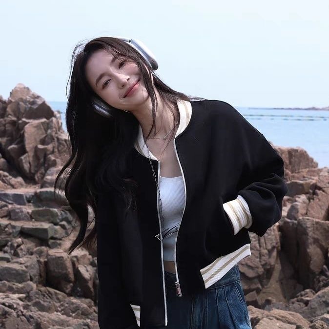 2023外套短款小個子復古街頭美式新款BF風棒球服夾克撞色寬鬆休閒