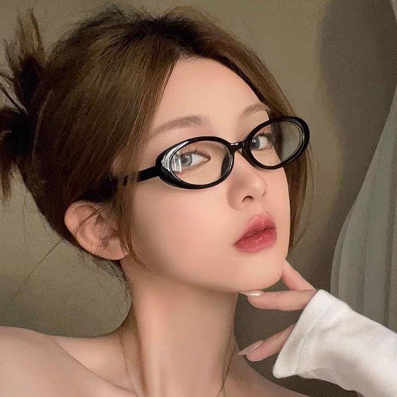 Retro Oval Ultra-Light Y2K Millennium Style Can Be Matched With Myopic Nerd Black Frame No Makeup Artifact Glasses for Women