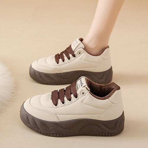 小白鞋女2023冬季新款韩版百搭加绒运动休闲鞋女厚底板鞋保暖棉鞋