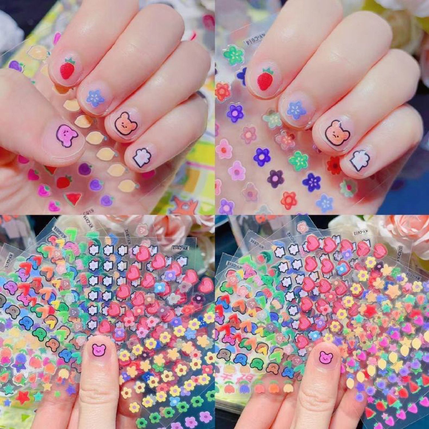 Children's Cute Cartoon Nail Stickers Princess Baby Waterproof Nail Art Decals Kids Toy Bunny Nail Art Stickers