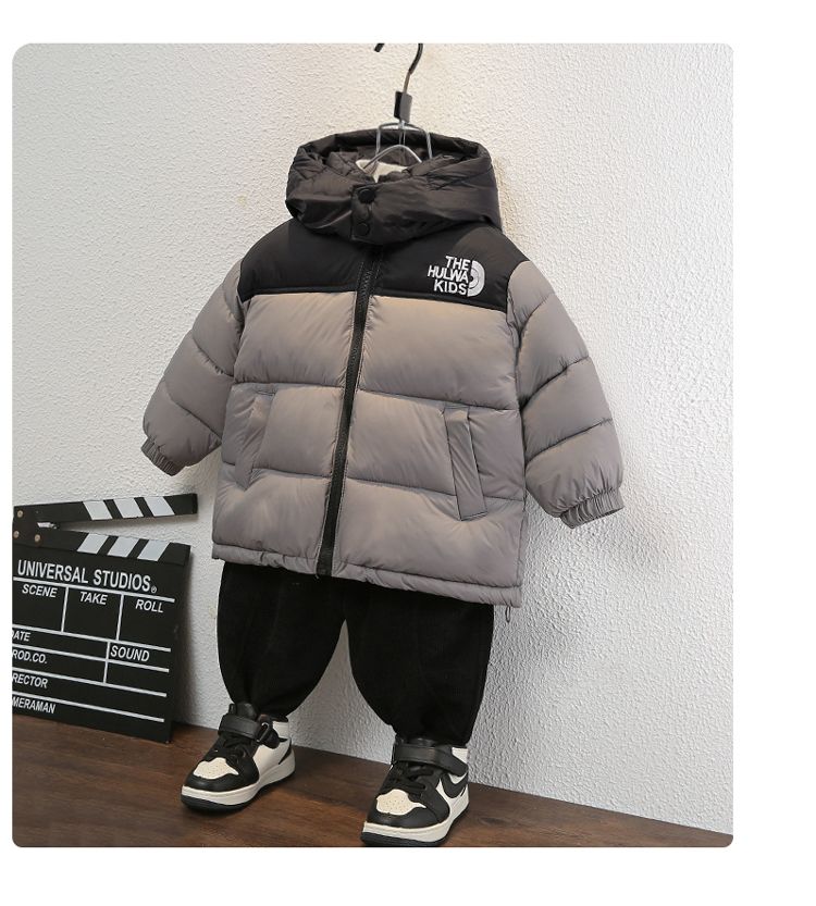 Boys Winter Down Jacket Thickened Cotton Padded Coat For Kids_voghion.com