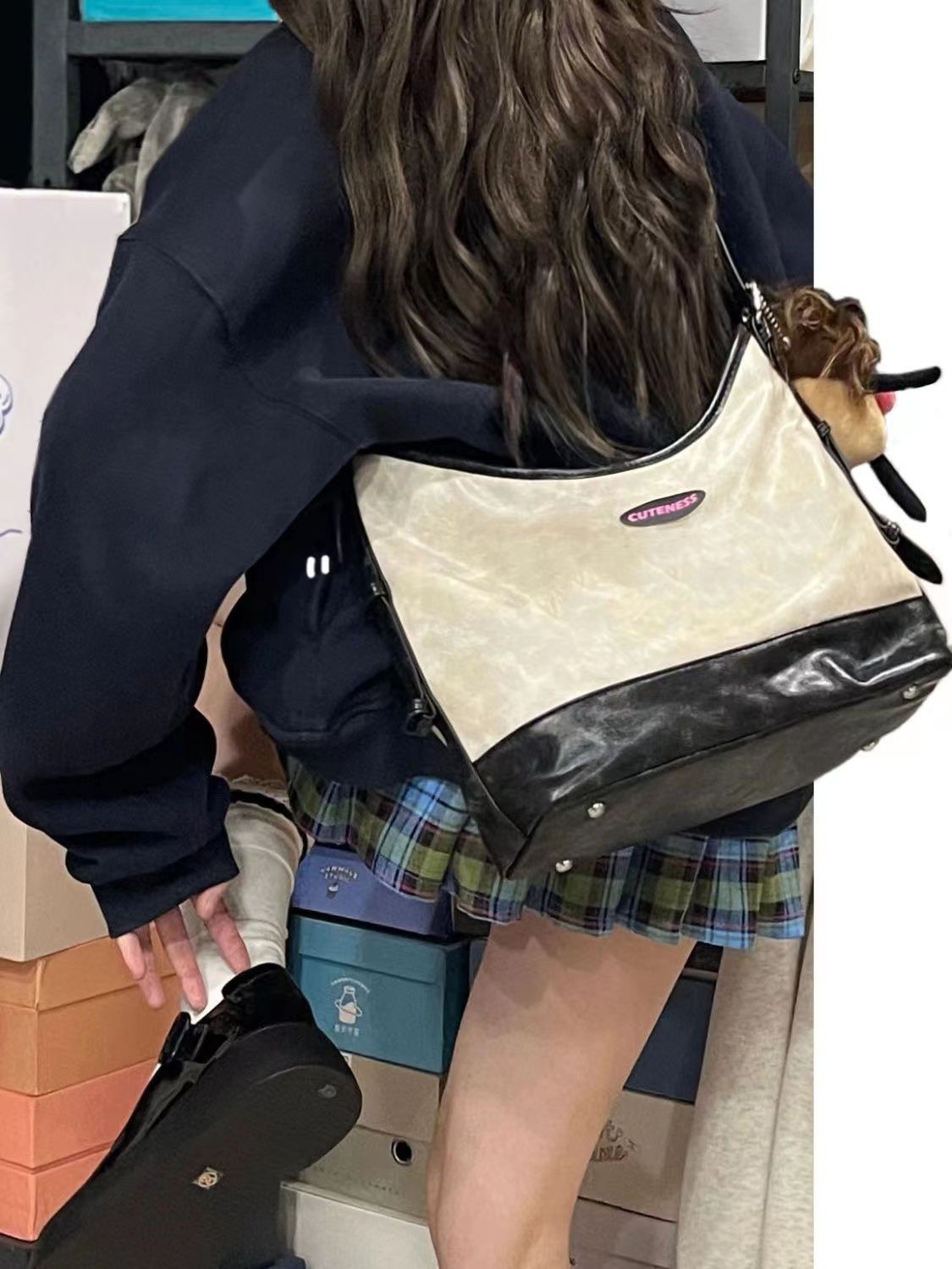 包包女2023新款潮高級感小眾做舊簡約百搭時尚通勤單肩斜挎托特包