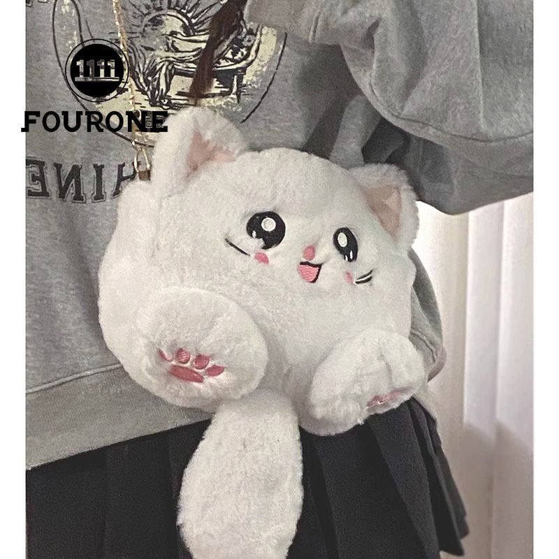 Cartoon doll plush bag for women new trendy cute kitten fur bag chain crossbody bag