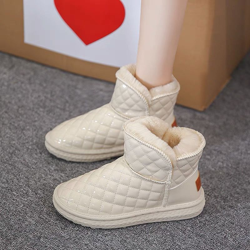 Snow boots for women  new short boots winter fur integrated plus velvet thickened waterproof anti-slip women's shoes cotton boots cotton shoes