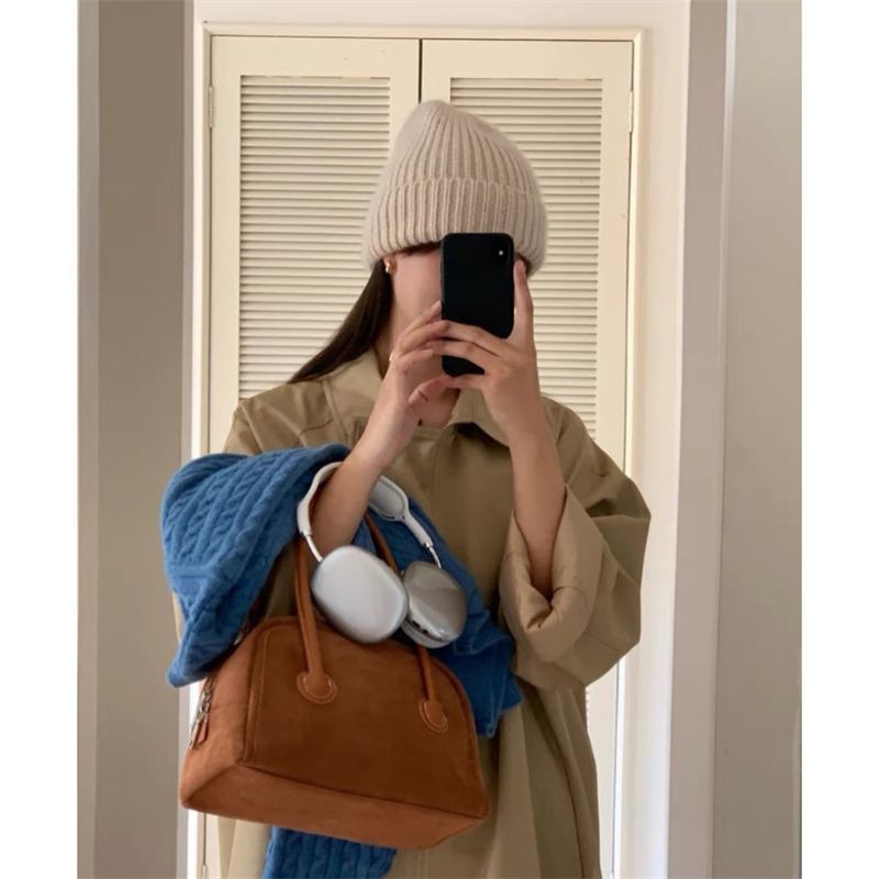 韓國復古手提包秋冬季包包女2023新款通勤波士頓包美拉德風手拎包
