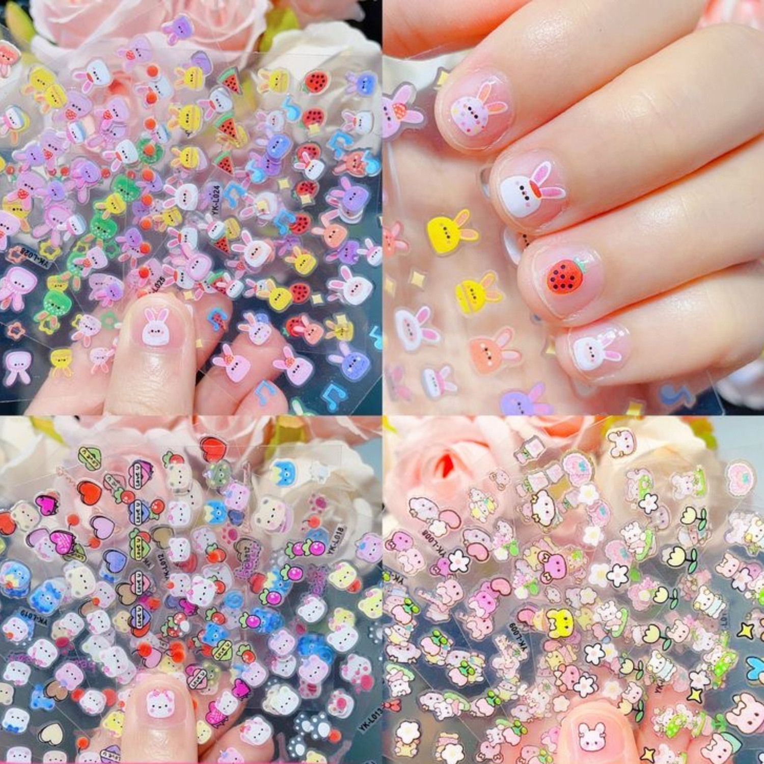 Children's Cute Cartoon Nail Stickers Princess Baby Waterproof Nail Art Decals Kids Toy Bunny Nail Art Stickers