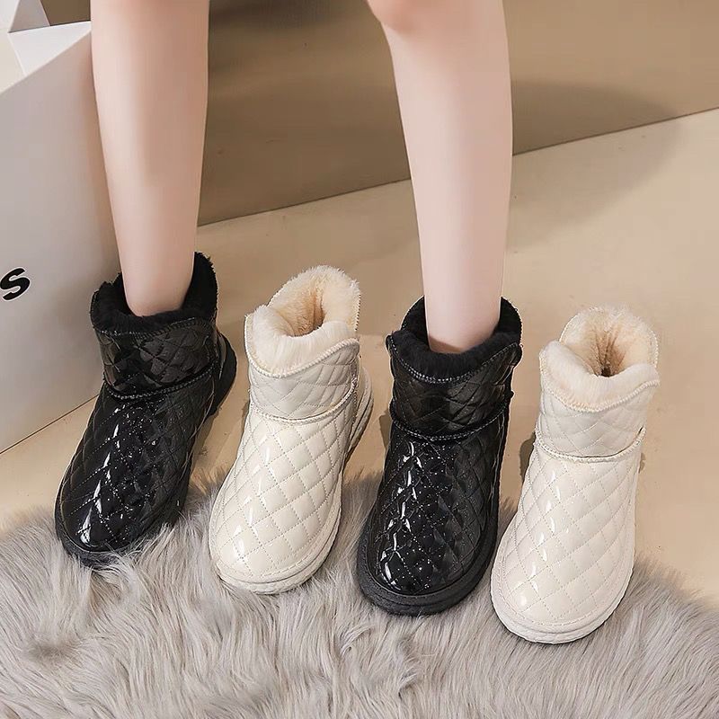 Snow boots for women  new short boots winter fur integrated plus velvet thickened waterproof anti-slip women's shoes cotton boots cotton shoes