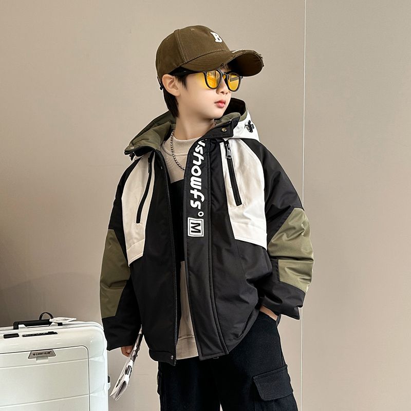 男童冬裝羽絨服2023新款冬季中大兒童洋氣加厚白鴨絨外套男孩潮牌
