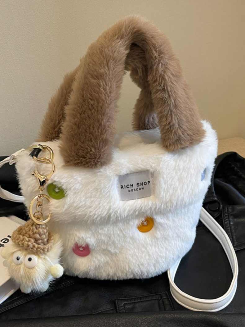 Autumn and winter furry bags women's small handbags 2023 new cute plush velvet handbags shoulder crossbody bag