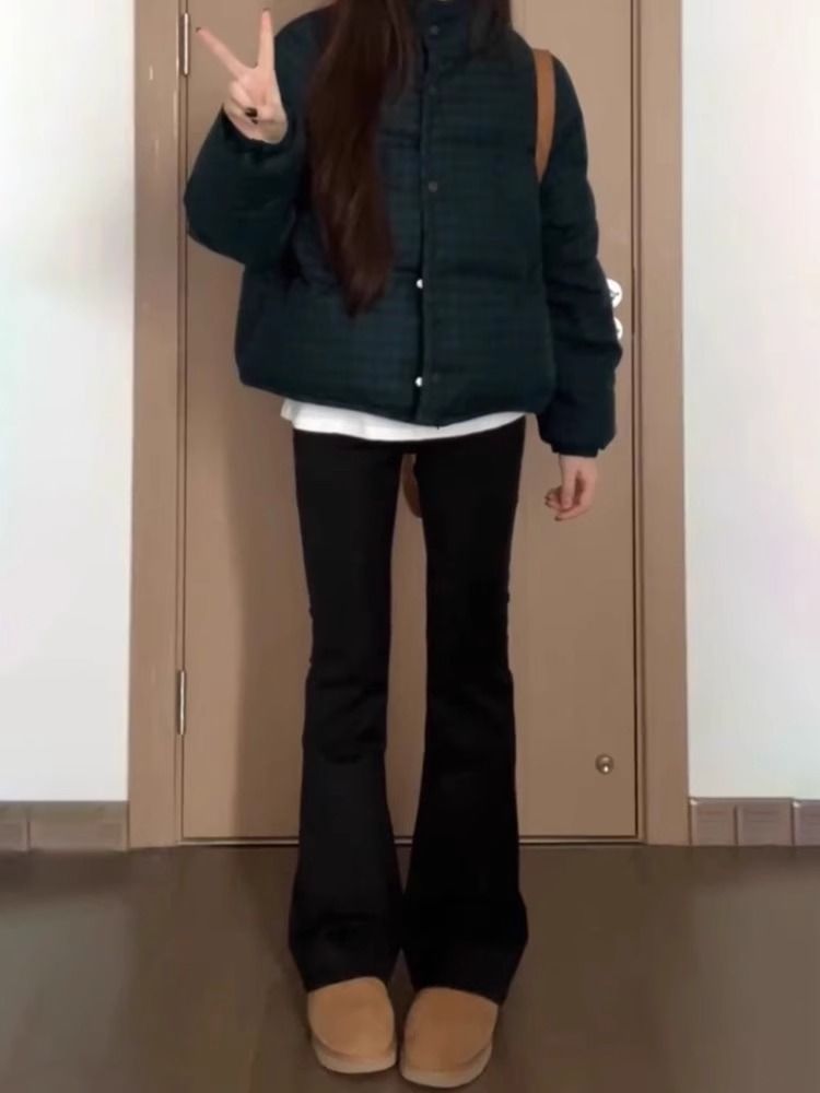 黑色微喇牛仔褲女秋冬2023新款高腰直筒顯瘦百搭修身彈力喇叭褲子