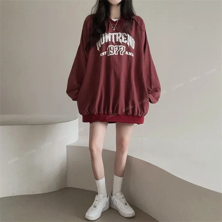 韓版潮牌輕薄圓領拼接高級感衛衣女2023新款春秋冬加絨小眾設計感