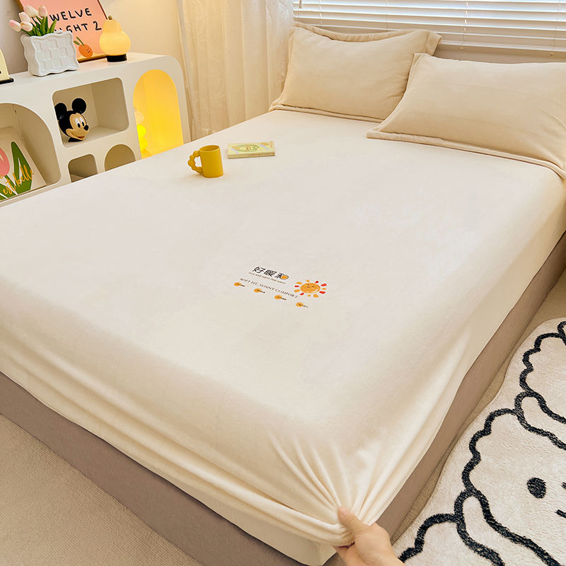 处理牛奶绒床笠加绒加厚床罩床垫保护套床上席梦思保护罩